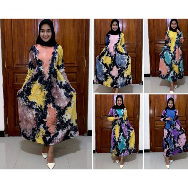 (BISA COD) GAMIS TWILL GAMIS RAYON GAMIS TWIL VIRAL TIE DYE GAMIS REMAJA