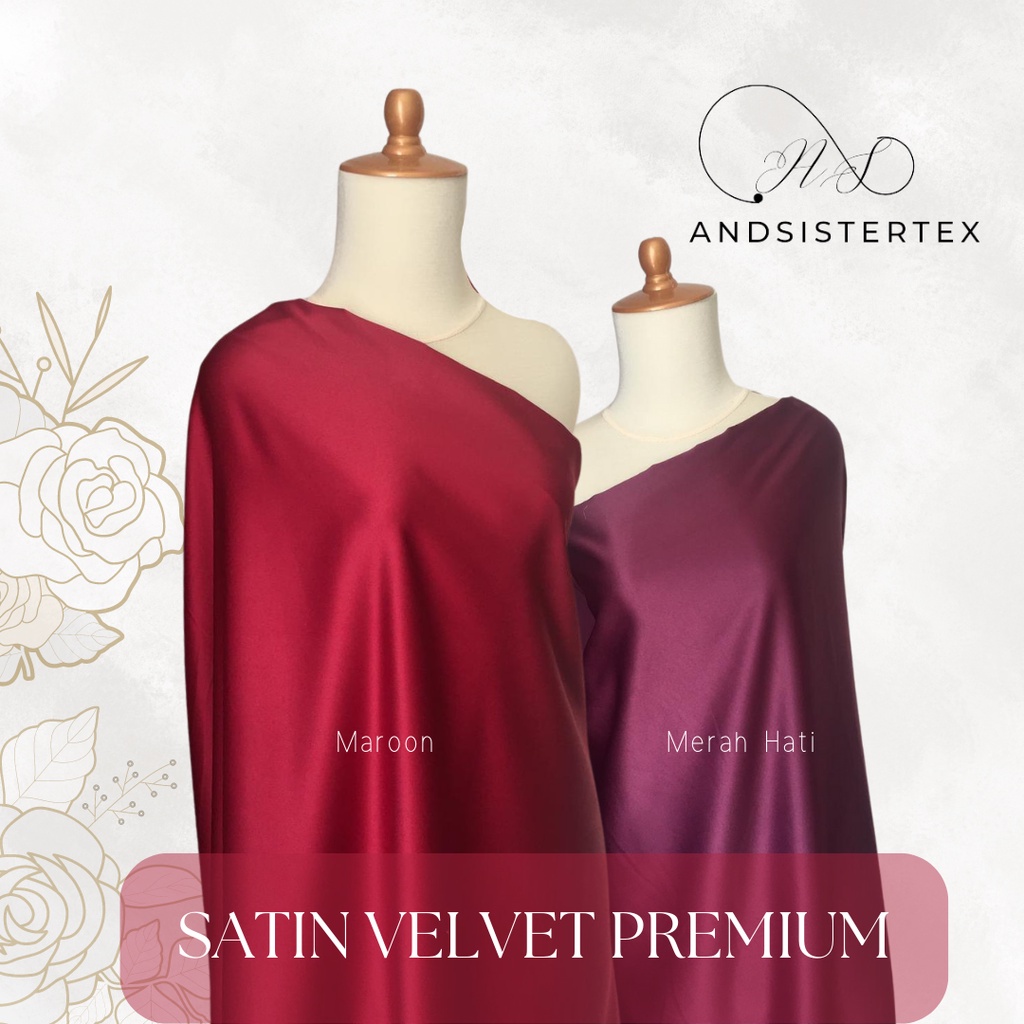 Bahan Kain Satin Velvet Premium Background Backdrop  Merah Hati Dan Merah Marun