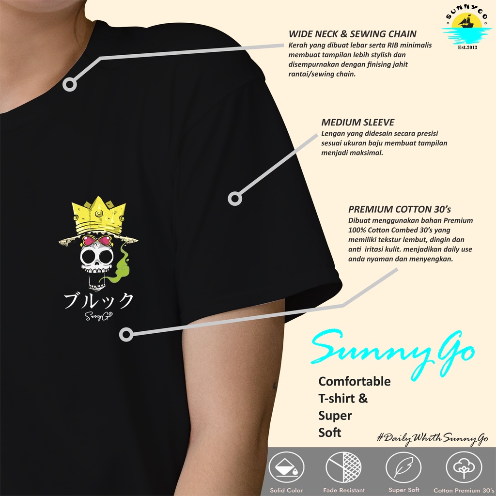 SunnyGo Kaos Baju Tshirt Anime One Piece Angkatan Laut MARINE Oversize Original Distro Uniqlo Pakaian Gambar Belakang Wanita Pria White Tees-3