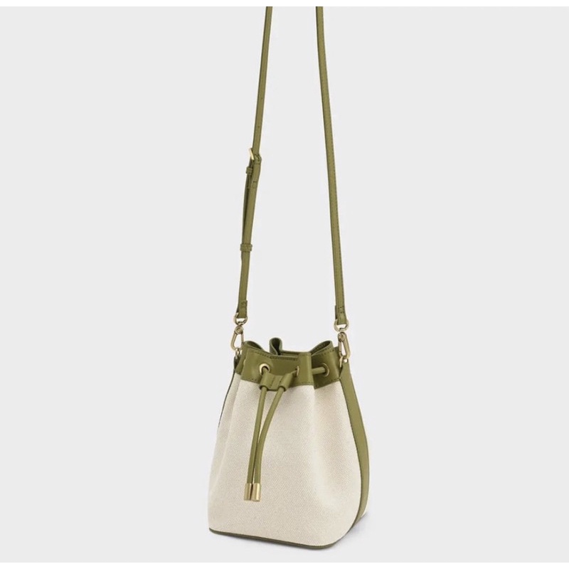 C Tweed Drawstring Bucket Bag