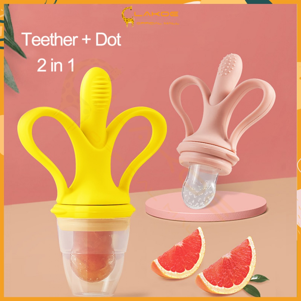 Mainan gigitan teether bayi  dot buah bayi 2 in 1 behan silikon