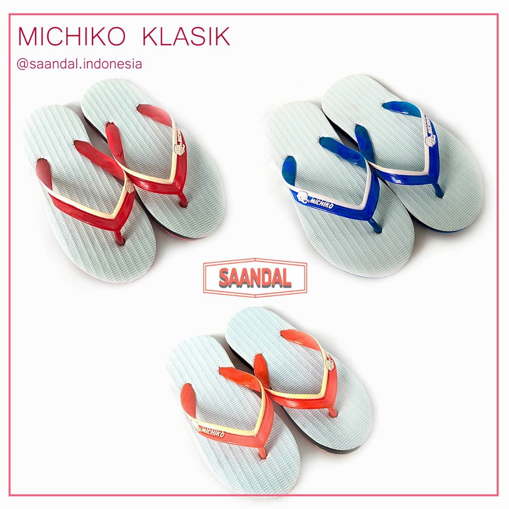 Sandal Jepit Karet Anak Putih Laki-laki Perempuan Michiko Klasik Karet (Bisa Satuan COD)