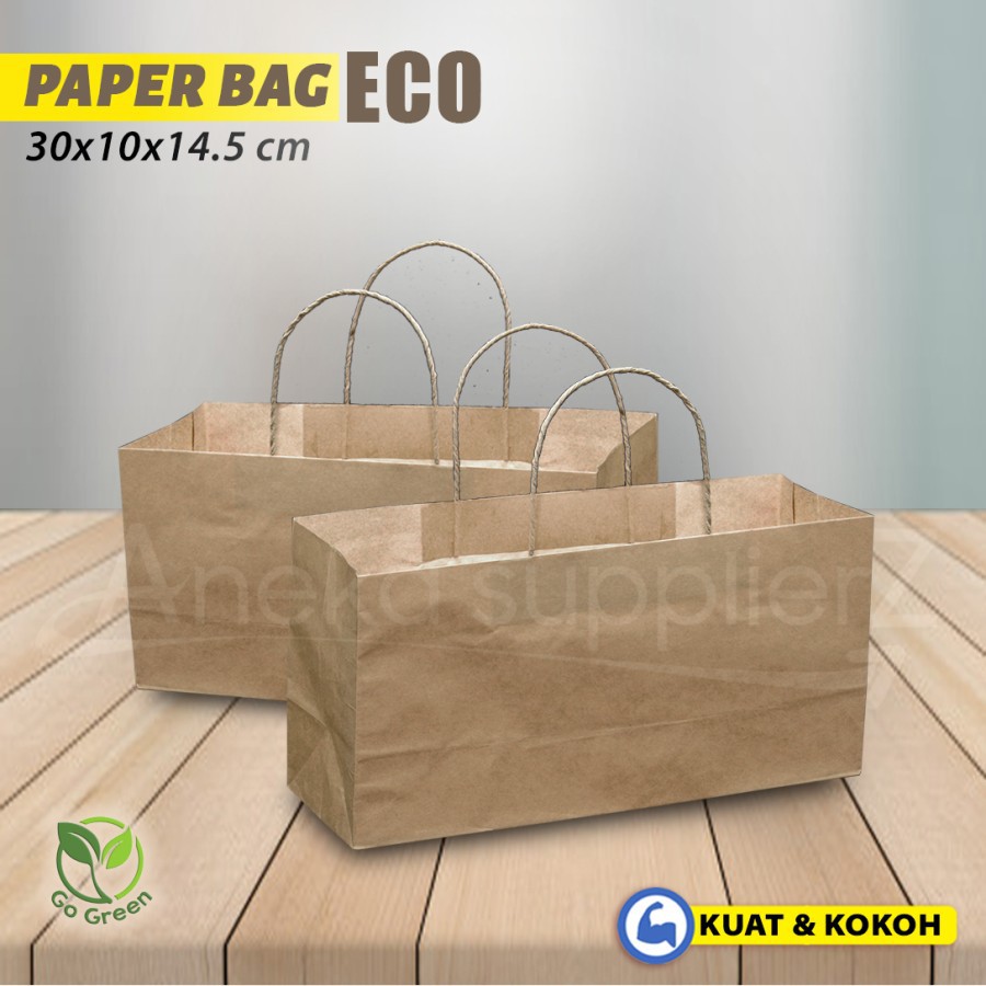 

Paper Bag Bandeng - Paper Bag Tali Kertas | 30x10x14.5 cm - COKLAT (20 pcs)
