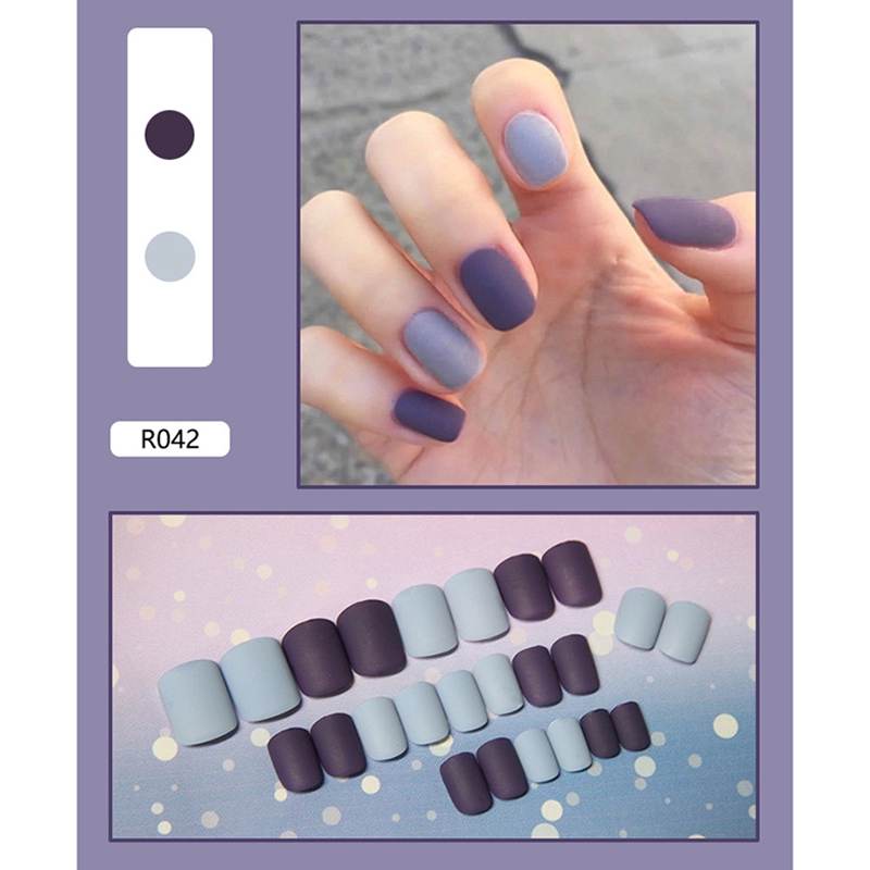 R041-r060 24pcs / box Kuku Palsu Full Cover Untuk Nail Art