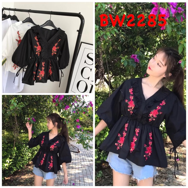 Bw2285 bordir bunga atasan korea style