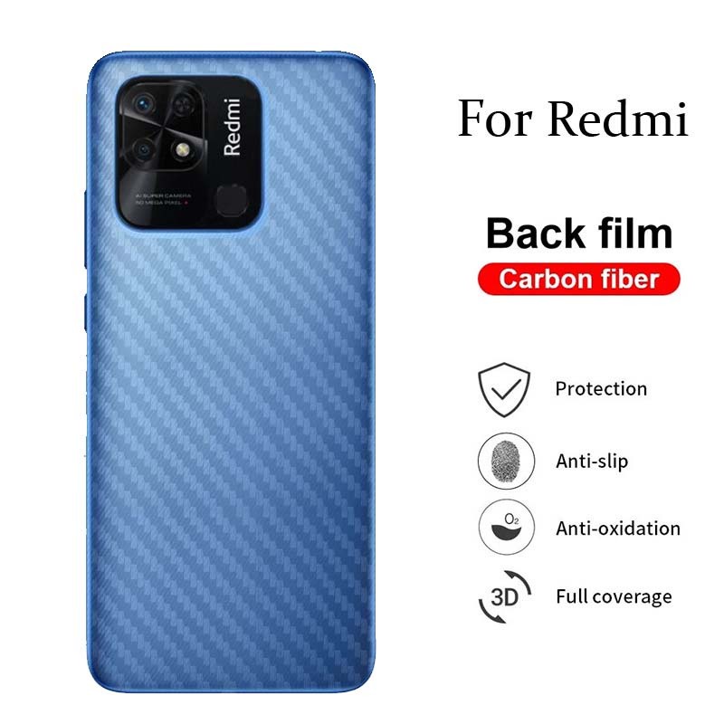 REDMI 10 5G 10 2022 10A 10C 9 9T 9C 9A NOTE 9 NOTE 9 PRO NOTE 7 ANTI GORES BELAKANG SKIN CARBON GARSKIN ANTI JAMUR MOTIF KARBON PELINDUNG BELAKANG ANTI JAMURAN REDMI 10 4G REDMI10