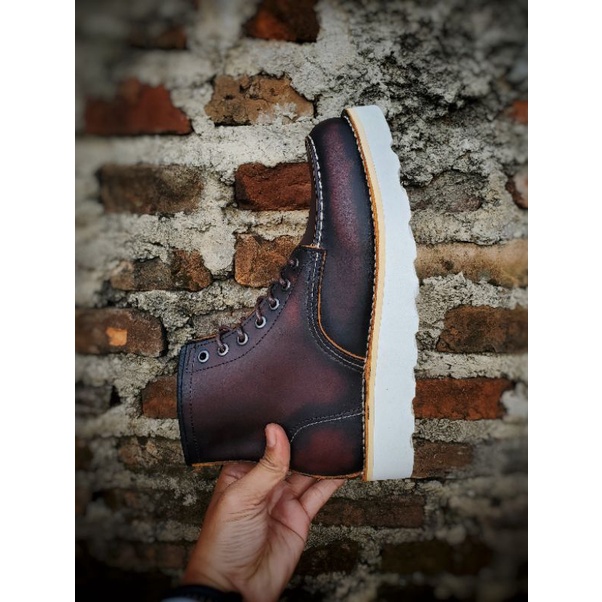 Moc Toe Brush Off - Sepatu Boots Moc Toe Model Redwing Kulit Sapi Asli