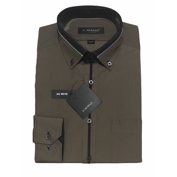 ALISAN COKLAT TUA KOMBINASI LIST SLIMFIT LENGAN PANJANG (kode:C6)