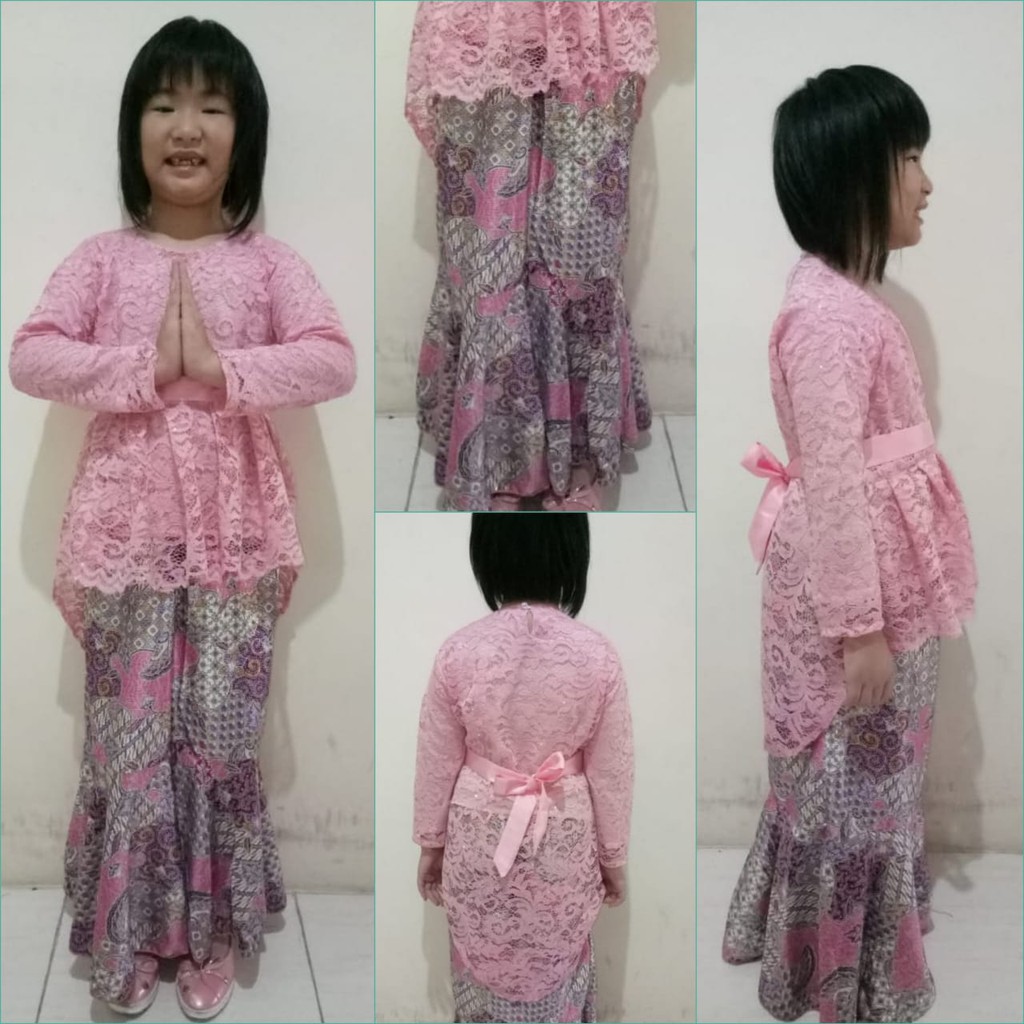 SB Collection Stelan Atasan Tia Kebaya Kartini Blouse Brukat Dan Rok Duyung Batik Anak Perempuan