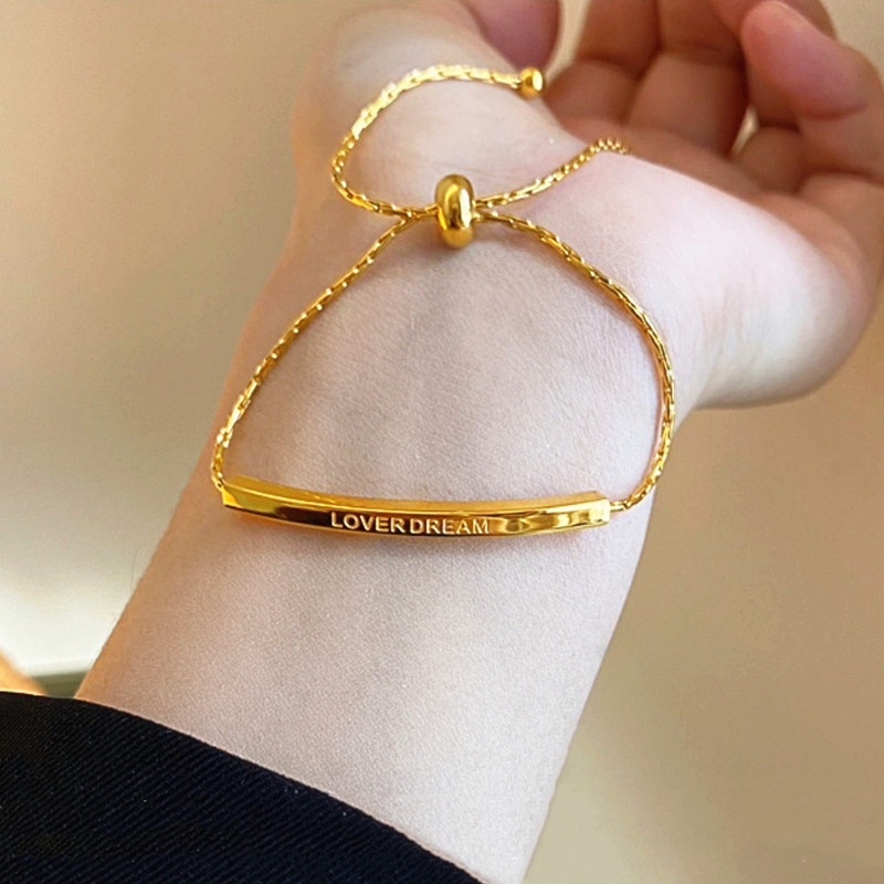 bracelet Emas 18k gelang titanium anti karat dan anti luntur perhiasan wanita