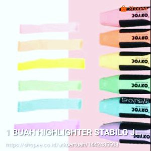 

Jual HIGHLIGHTER STABILO JOYKO PASTEL terbatas