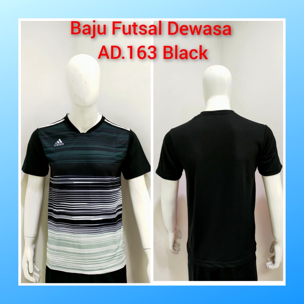 jersey futsal pria kaos sepak bola club baju atasan wanita dewasa t-shirt seragam custom jersy outfit klub olahraga kostum jarsey soccer pakaian oblong sports suit apparel AD163 hitam