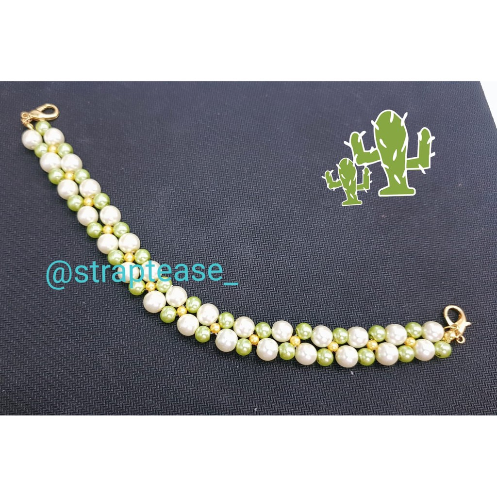 Konektor Masker Hijab / Pengait Masker / Sambungan Masker Hijab Manik Hijau Krem Gold