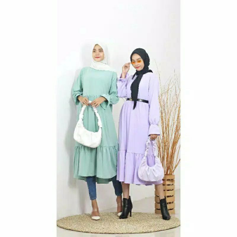 Sarah Tunic, TUNIK WANITA MUSLIM CANTIK JUMBO BAHAN BABYTERRY PREMIUM LD 100-124 TERMURAH MODIS OOTD