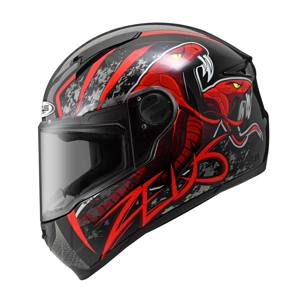 Jual Zeus Zs C Blk Al Red Glossy Full Face Single Flat Visor Free Dark Smoke Visor