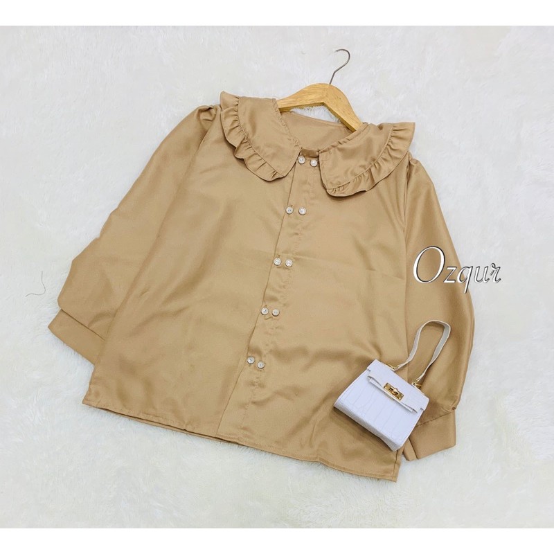 1 KG 6 PCS | DELONIX TOP / ATASAN WANITA / PUFF LENGAN BALON KERUT / KEMEJA WANITA / FASHION MURAH-DELONIX TOP MOKA