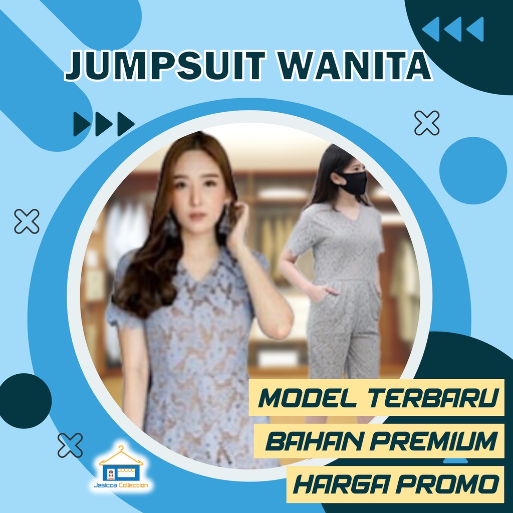 Jumpsuit Baju Pakaian Atasan Terusan Outer Wanita Murah Perempuan Kekinian Polos Brokat Grey Abu Abu
