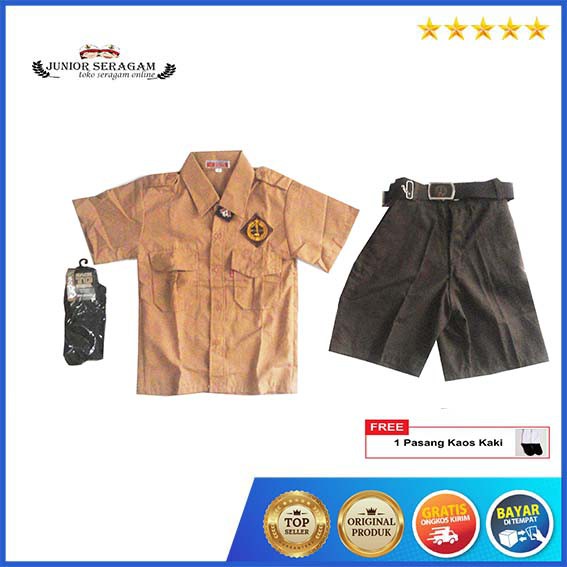 setelan seragam sekolah PRAMUKA SD lengan pendek anak laki