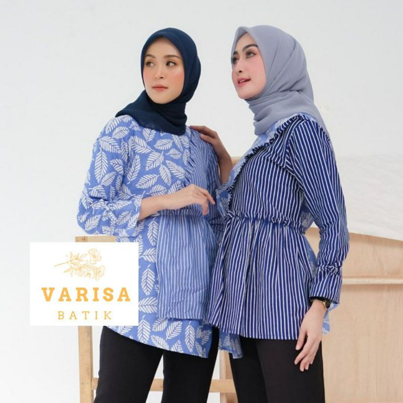 Atasan Batik Wanita Modern Kekinian Blus Kombinasi Seragam Batik Kantor M L XL XXL Terbaru Terlaris