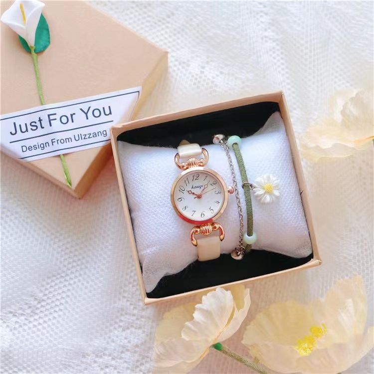 [COD] Jam Tangan Wanita Elegan Strap Pu Dial Bulat Angka Korean Fashion Import