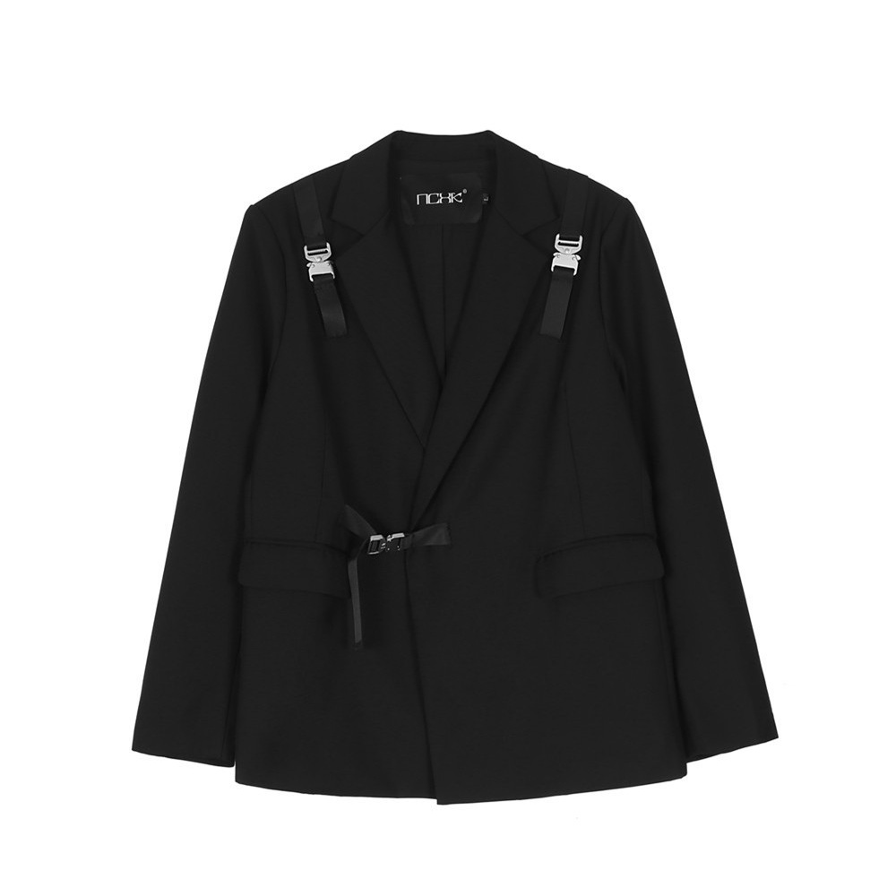 Suit Jas Import Vibe  Tali Desain Blazer Pria Gelap  Kerah Jaket Jalan Tide  Leisure Suit