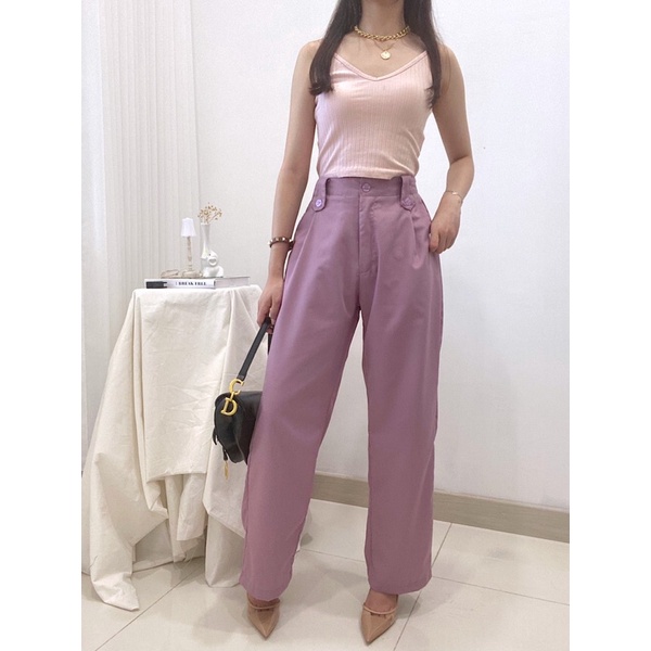 YORA Wide Leg Pants / Kulot Korea Casual / Celana Kantor Formal / Trousers Wanita P6