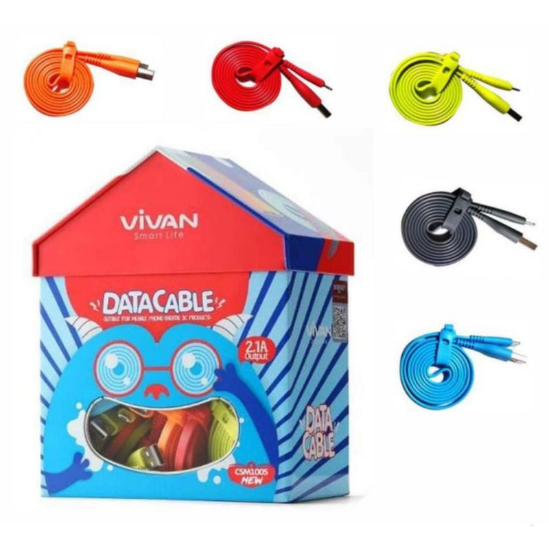 KABEL DATA VIVAN CSM100S MICROUSB NEW COLORFULL ORIGINAL VIVAN