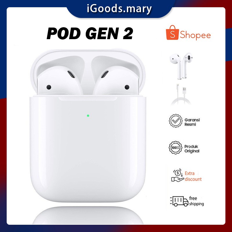 Newest POD 2 High Quality  Wireless Charging Bluetooth Earphones Original Serial Number