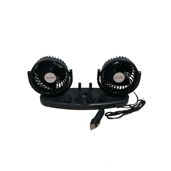 Yundai Kipas Angin 4&quot; Mobil Ganda + Car Phone Holder Fan Swing / Muter 12-24 Volt - Hitam