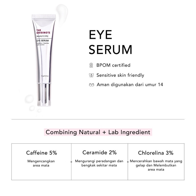 ‼️SIAP KIRIM‼️ALL PRODUK The Originote Facial Wash the originote mask charcoal Eye Serum 15gr - Eye Treatment Cream untuk Mencerahkan dan Mengencangkan Area Mata lash brown originote serum b5 toner b5