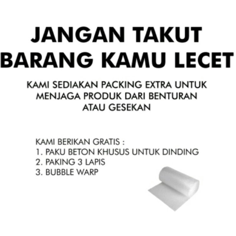 Rak dinding tempel kayu gantungan besi satu set 3 pcs