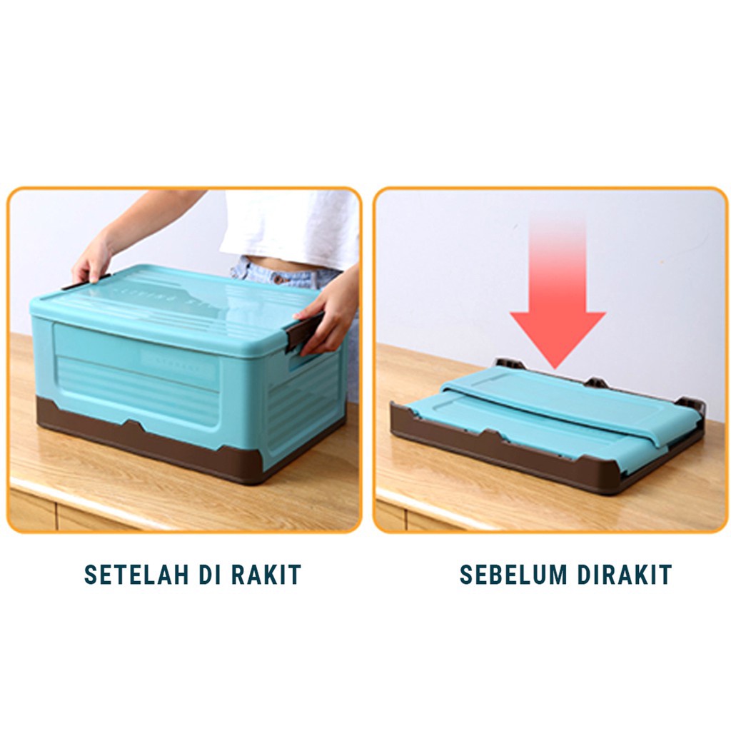 HomiHomi Kotak Penyimpanan Baju Plastik Box Container Lipat Serbaguna Portable Box Container Organizer BC001