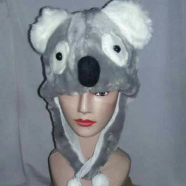 Topi hewan koala animal hat topi boneka koala abu