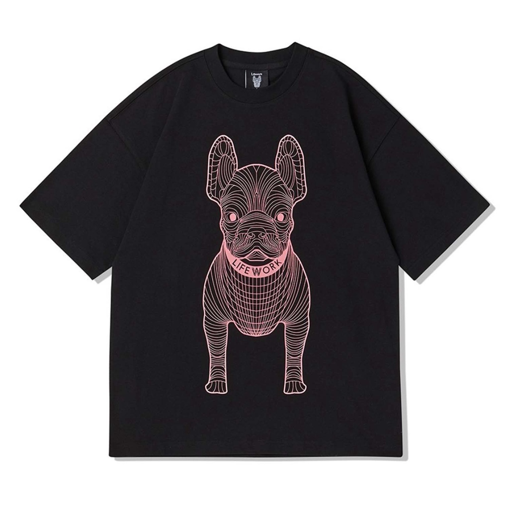 Lifework Radog Big Logo Oversize Tee Black/Pink 100% Original
