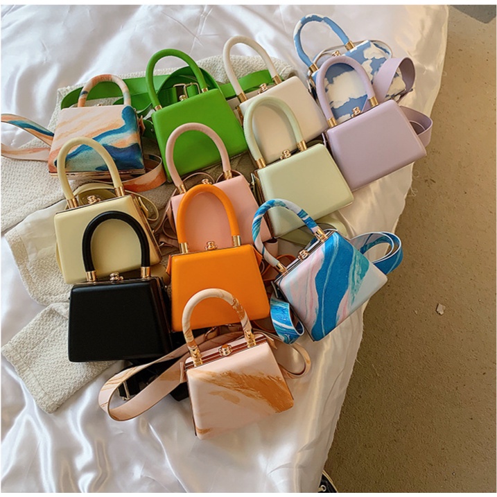 Mini Tas Tangan Jepang Wanita Cewek Warna Polos Tutup Magnet