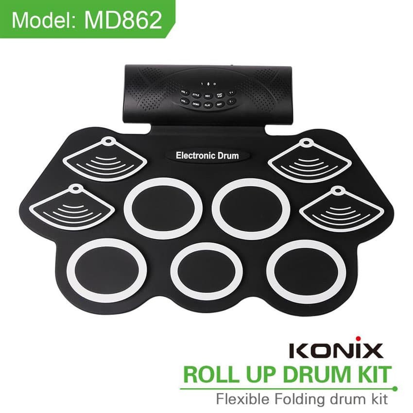 MD862 Roll Up Drum Elektrik Portable 9 Pads Built In Speaker w CD Set