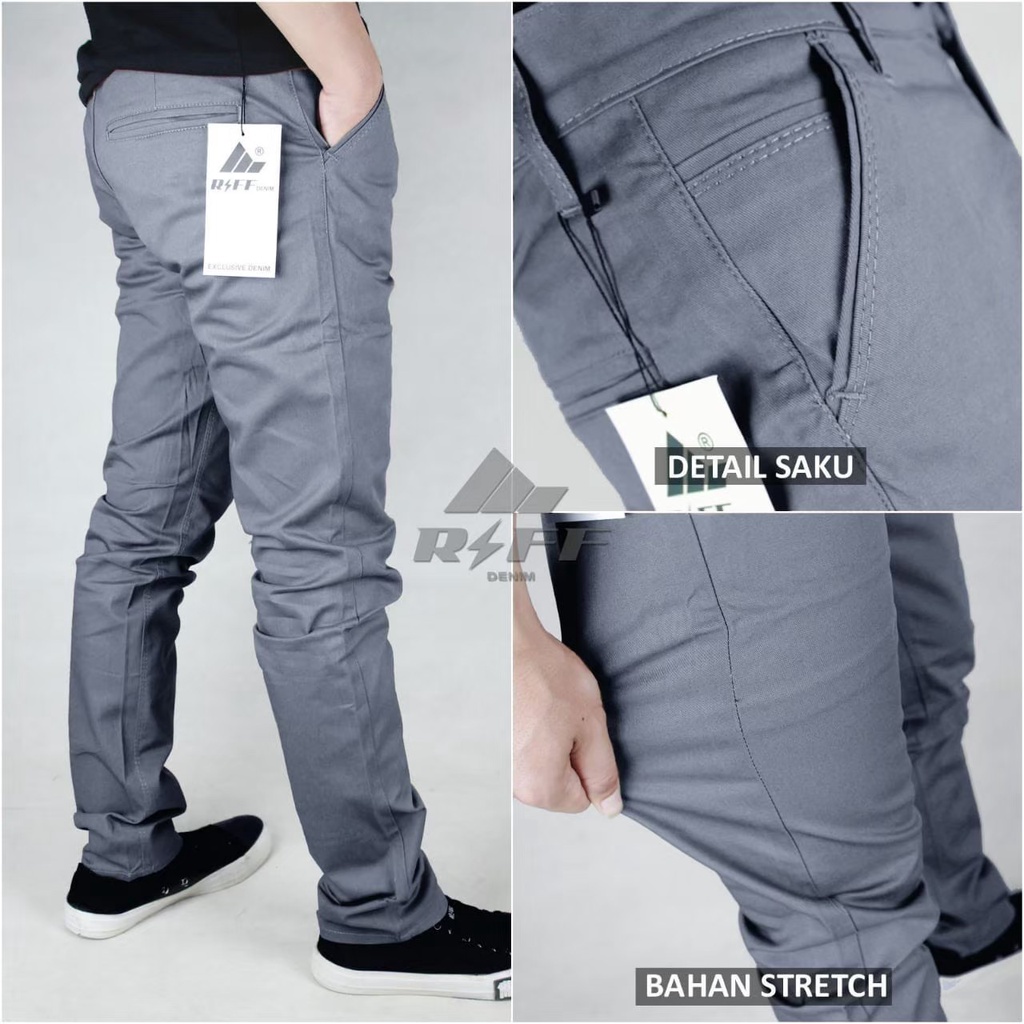 TERLARIS ! CELANA CHINO PANJANG PRIA SLIMFIT DISTRO ORIGINAL RIIF DENIM MURAH BERKUALITAS PREMIUM BAHAN MELAR  STREACT