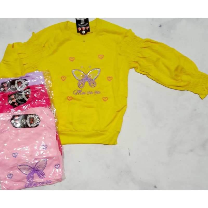 SWETER ANAK IMPORT TANGAN KERUT LENGAN KERUT UMUR 7-10THN