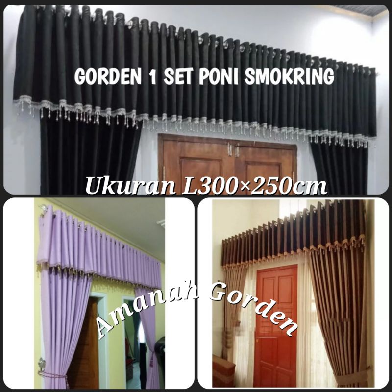 1 Set Gorden Tiray Poni Lurus Gorden Jendela Utama Ruang Tamu Gorden Mewah Poni pisah renda