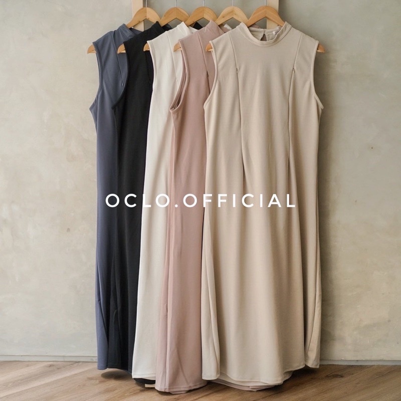 Oclo Fifilia Inner Dress Gamis Gaun Wanita Scuba Crepe Kutung Tanpa Lengan OCL00622