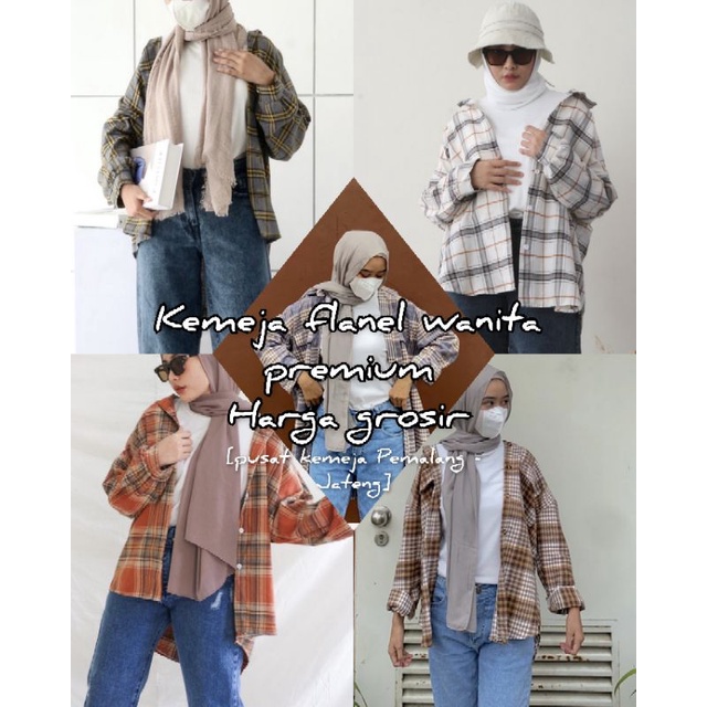 Flanel Wanita Lengan Panjang Outer Harga Grosir Motif Terlaris Kemeja Unisex Kotak Kotak Flannel Kemeja Cewek pakaian cewe