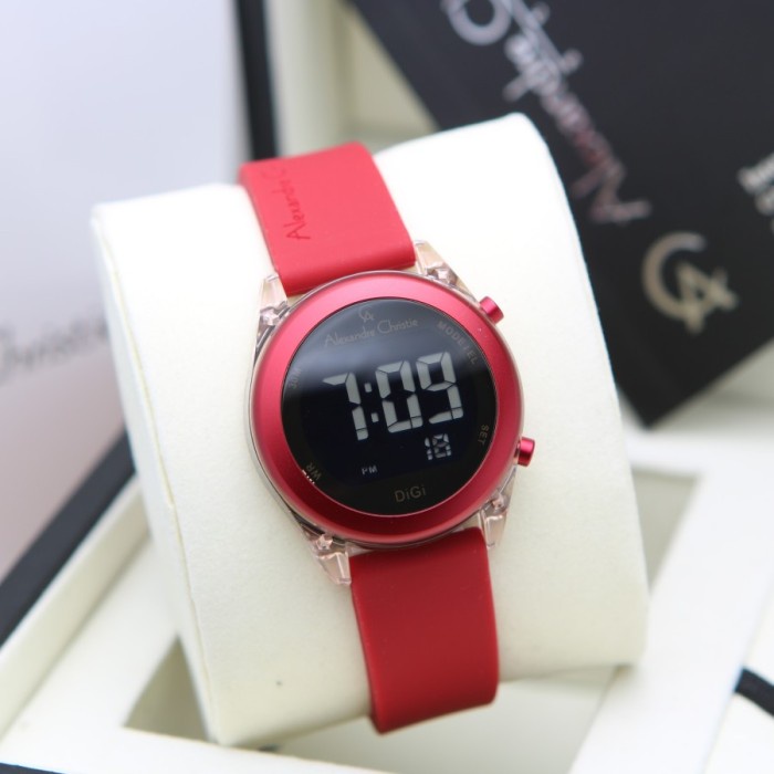 Jam Tangan Alexandre Christie AC 9358 Wanita / AC9358 Rubber Red Original
