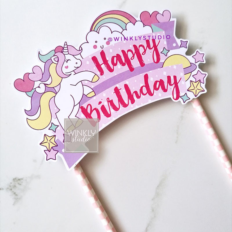 Big Cake Topper Unicorn Ready / Unicorn Topper Kue Tart / Hiasan Kue Ulang Tahun Girl