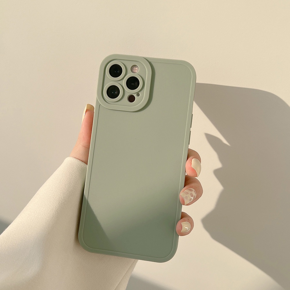 Case Pelindung Belakang Matte Porselen Hijau Teh Putih Untuk Iphone 7 8 PLUS X XR XS 11 12 13 MINI PRO MAX SE 2020