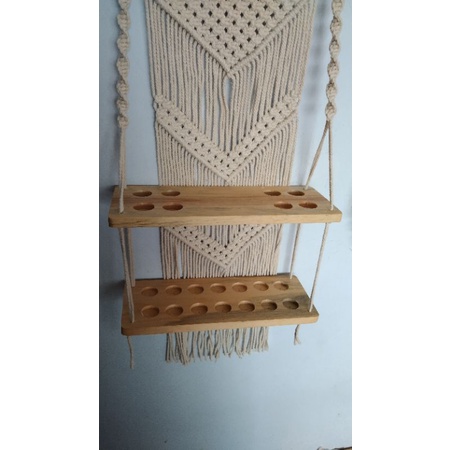 READY STOK) macrame rak kayu A / rak buku/ macrame ambalan/ Dekorasi rumah