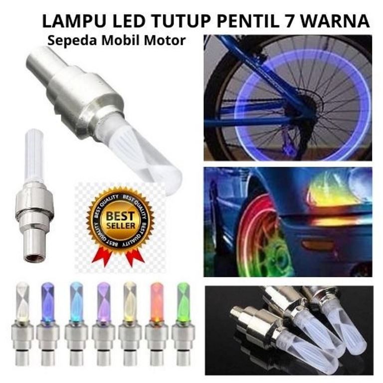 Lampu LED 7 Warna Pentil Ban Sepeda Mobil Motor 113116