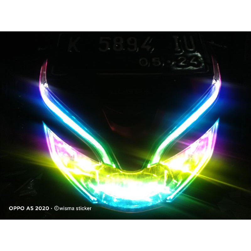 Stiker Sticker Lampu Alis PCX Tema RGB / Stiker Lampu Pelangi PCX