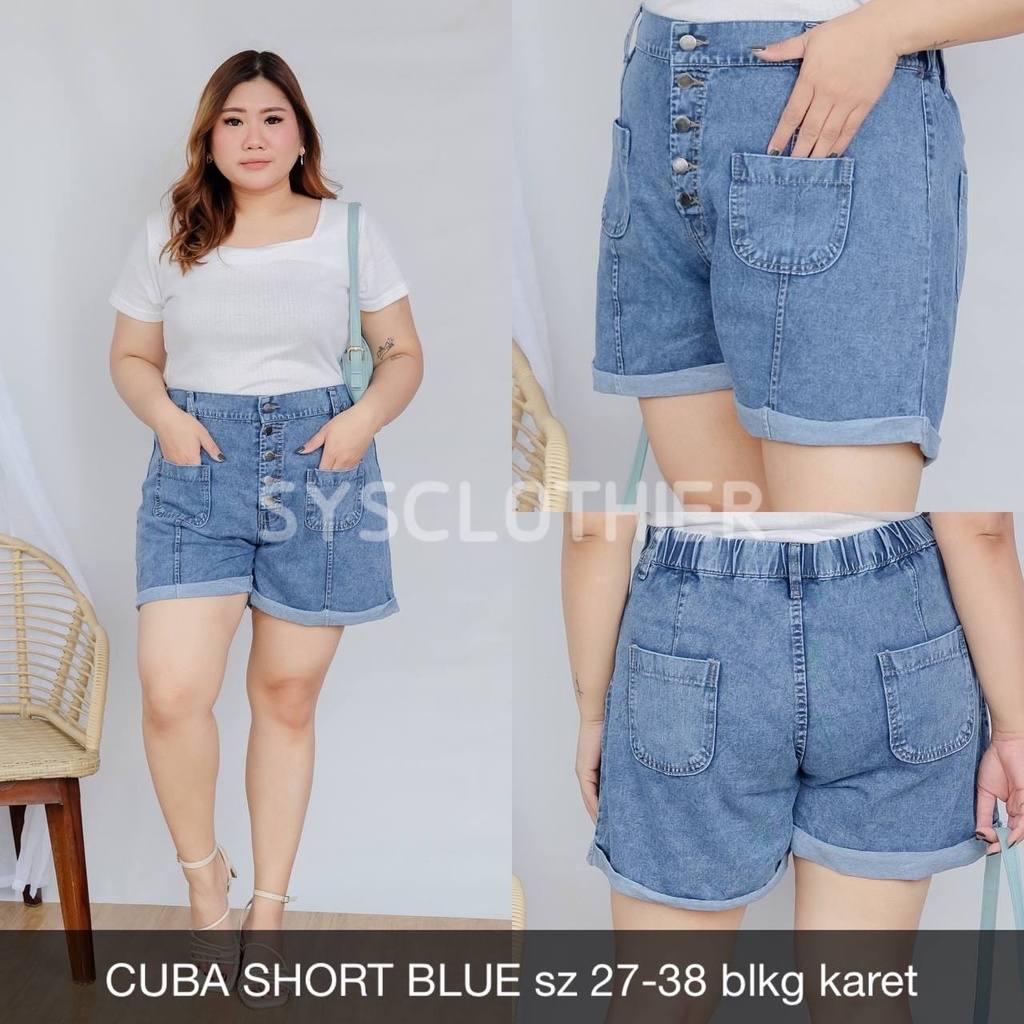 CELANA JEANS WANITA CUBA RUBBER SHORT