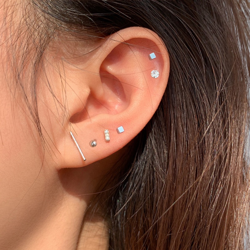 Roselife 5Pcs / Set Anting Tusuk Silver S925 Anti Alergi Bentuk Kupu-Kupu / Bintang / Tanduk Untuk Wanita