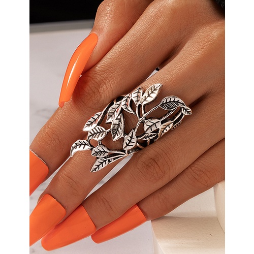 LRC Cincin Set Fashion Bronze Geometric Hollow Leaf Ring V81378